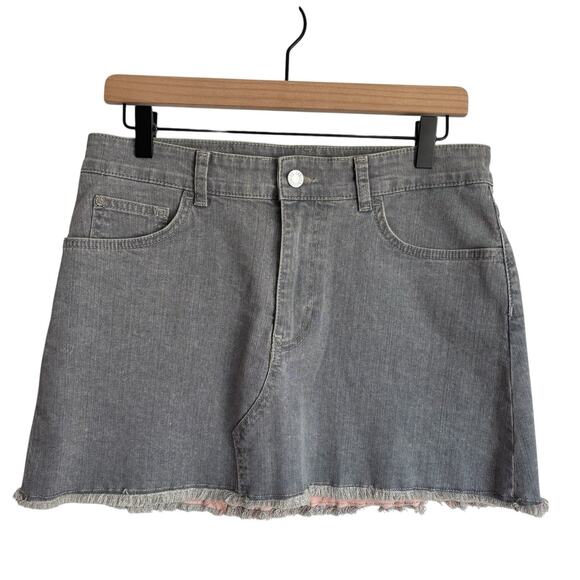 Zadig & Voltaire Dresses & Skirts - Zadig Voltaire Womens Denim Skirt Medium 38 Gray Raw Hem Mini‎ Boho Festival